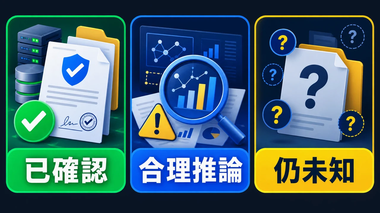 資料外洩證據分級：已確認、合理推論、仍未知